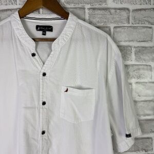 Blane Du Nil France Pure White Cotton Short Slv Casual Button Up Shirt Mens 2XL